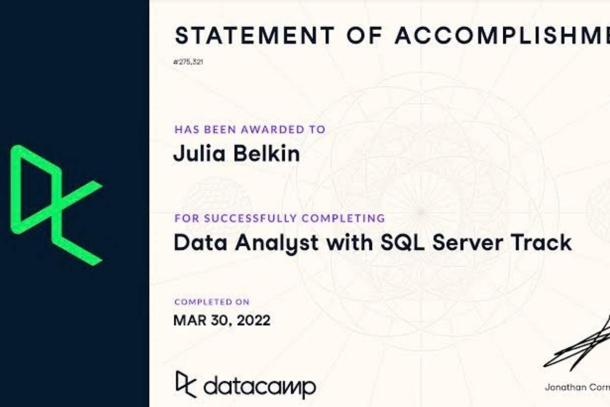 Data Analyst with SQL - DataCamp